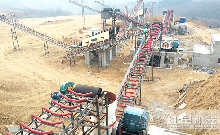 时产200吨石料生产线安装现场